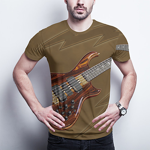 

Men's T shirt 3D Print Graphic Plus Size Print Short Sleeve Daily Tops Basic Beige