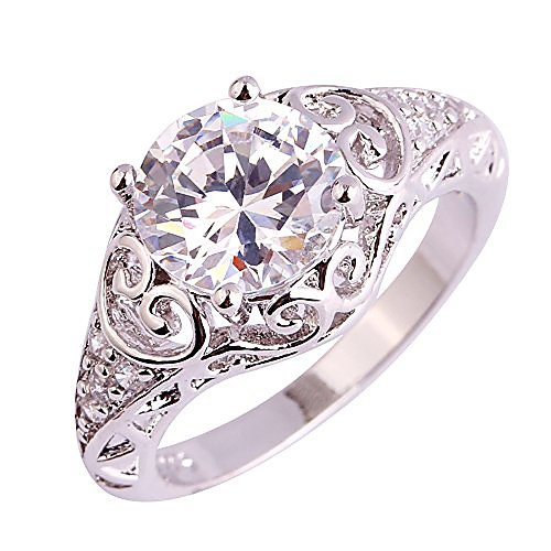 

925 sterling silver created white topaz filled floral cocktail anniversary ring size 9