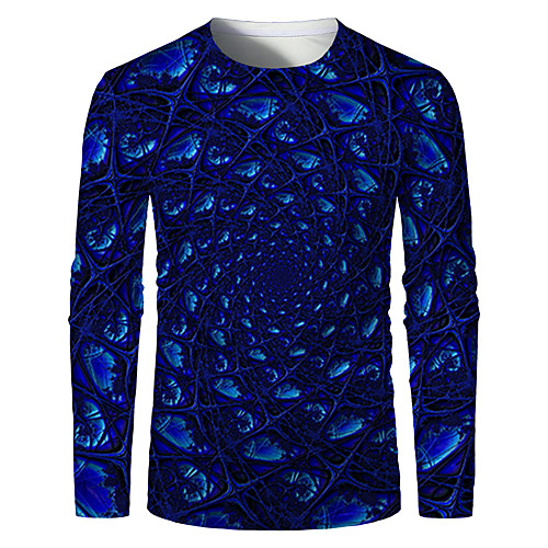 

Men's T shirt Graphic Plus Size Print Long Sleeve Daily Tops Basic Blue