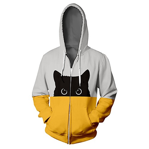 

Women's Pullover Hoodie Sweatshirt Color Block Animal Zip Up Daily Basic Hoodies Sweatshirts Loose Oversized Blue Purple Yellow