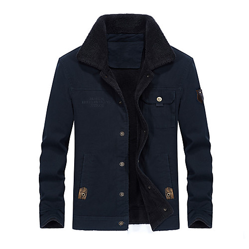

Men's Solid Colored Winter Jacket Short Daily Long Sleeve Cotton Coat Tops Army Green
