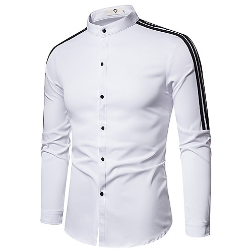 

Men's Shirt non-printing Striped Long Sleeve Daily Tops White Black
