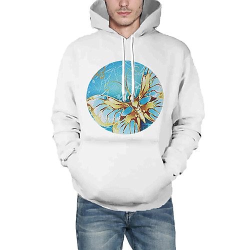 

Men's Daily Pullover Hoodie Sweatshirt Animal Patterned Graphic Hooded Basic Hoodies Sweatshirts White