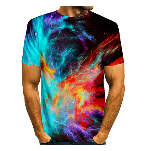 

Men's T shirt Graphic Short Sleeve Daily Tops Basic Elegant Rainbow