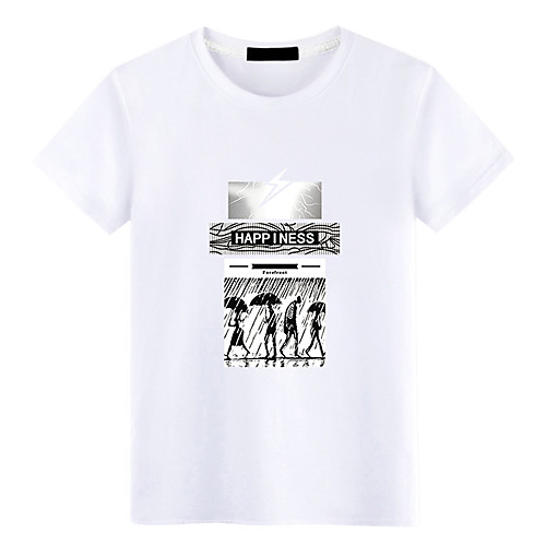 

Men's Tee / T-shirt Black White Blue Streetwear Crew Neck Letter Printed Cool Sport Athleisure T Shirt Top Short Sleeves Breathable Soft Comfortable Everyday Use Exercising General Use