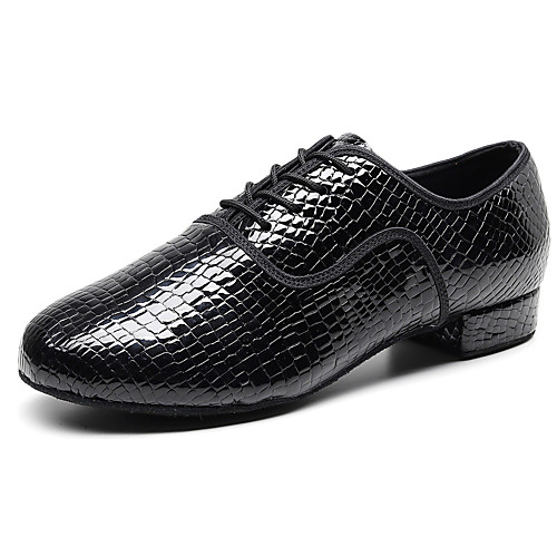

Men's Latin Shoes Dance Sneakers Modern Shoes Practice Trainning Dance Shoes Oxford Thick Heel Black Lace-up