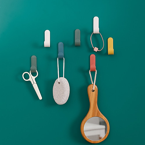

2/4pcs Towel Hooks Plastic Door Hangers Self Adhesive Wall Hangers Hat Racks Keys Hanger Home Decor