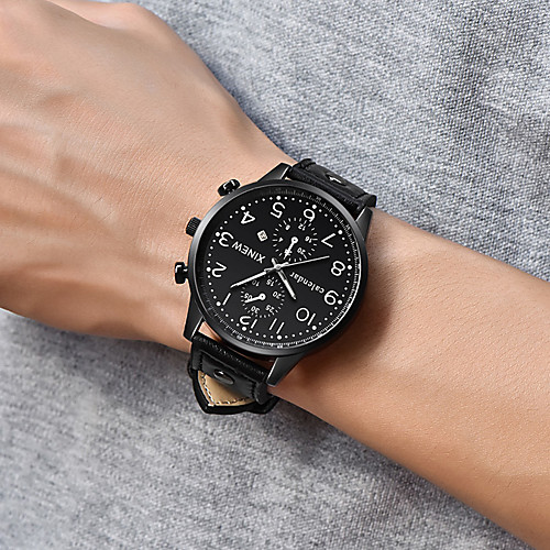 

Men's Sport Watch Analog Quartz Modern Style Stylish Classic Calendar / date / day Chronograph Large Dial / PU Leather