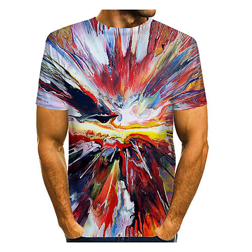 

Men's T shirt Graphic Short Sleeve Daily Tops Basic Elegant Red