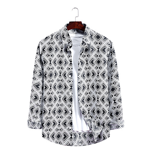 

Men's Shirt Graphic Long Sleeve Daily Tops Black Blue