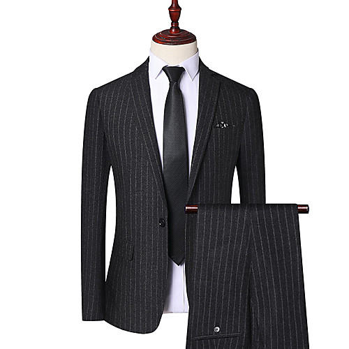 

Tuxedos Tailored Fit Notch Single Breasted One-button Polyester Striped
