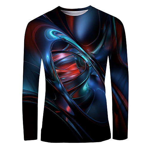

Men's T shirt 3D Print Graphic Long Sleeve Daily Tops Basic Elegant Black