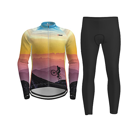 

Men's Long Sleeve Cycling Jersey with Tights Winter Purple Novelty Bike Breathable Quick Dry Moisture Wicking Sports Novelty Mountain Bike MTB Road Bike Cycling Clothing Apparel / Micro-elastic