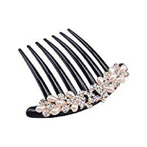 

french twist 7 teeth arcylic hair comb ornamented along the top of the heading with pearl crystal rhinestone floral vantage handmade french twist comb (phoenix)