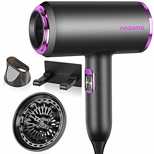

ionic hair dryer, 1800w professional hair blow dryers with 3 heat settings, 2 speed, 3 cool settings,2 concentrator nozzles, fast drying blow dryer for home, travel, salon and hotel