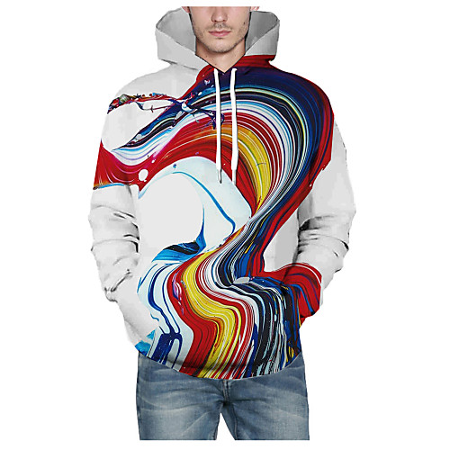 

Men's Pullover Hoodie Sweatshirt Graphic 3D Daily 3D Print Basic Hoodies Sweatshirts Rainbow