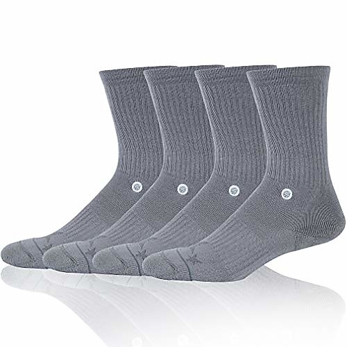 

copper running socks, tactical hiking arch support cushioned outdoor sports trail military crew socks for men women, 4 pairs grey x-large