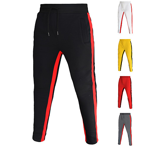 

Men's Sweatpants Track Pants Casual Bottoms Drawstring Pocket Cotton Fitness Gym Workout Performance Running Training Breathable Soft Sweat-wicking Normal Sport Stripes White Black Red Yellow Gray