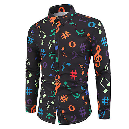 

Men's Shirt Other Prints Graphic Long Sleeve Daily Tops Black
