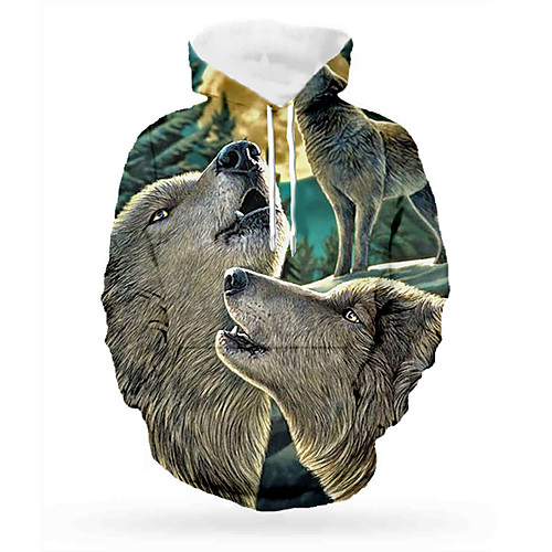 

Men's Pullover Hoodie Sweatshirt Graphic Animal Daily 3D Print Basic Hoodies Sweatshirts Gray