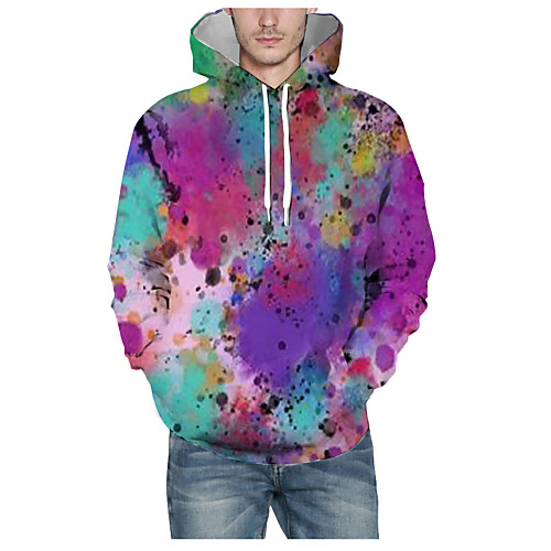 

Men's Daily Pullover Hoodie Sweatshirt 3D Graphic Hooded Basic Hoodies Sweatshirts Long Sleeve Rainbow