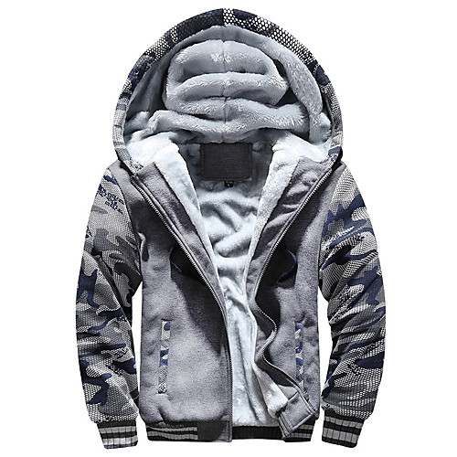 

Men's Long Sleeve Running Track Jacket Hoodie Jacket Full Zip Outerwear Coat Top Casual Athleisure Winter Fleece Thermal Warm Windproof Breathable Gym Workout Running Jogging Sportswear Camo