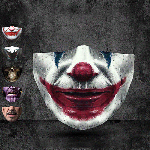 

Halloween cross-border pm2.5 dustproof 3D printed digital mask protective cotton cloth replaceable filter mask customization
