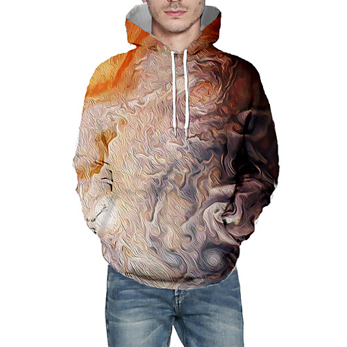 

Men's Pullover Hoodie Sweatshirt Graphic Abstract Daily 3D Print Basic Hoodies Sweatshirts Khaki