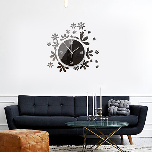 

3D DIY Wall Clock Frameless Mirror Wall Sticker Home Decor for Living Room Bedroom 35cm35cm