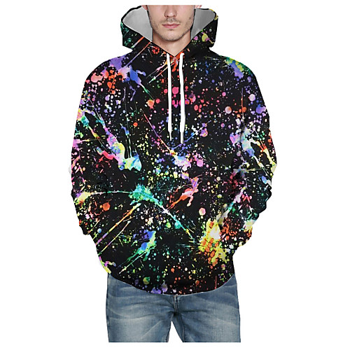 

Men's Daily Pullover Hoodie Sweatshirt 3D Graphic Hooded Basic Hoodies Sweatshirts Long Sleeve Black