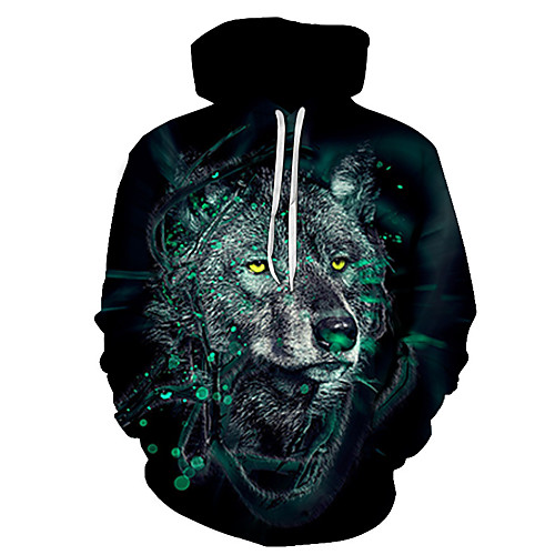 

Men's Plus Size Pullover Hoodie Sweatshirt Graphic Animal Hooded Going out Club 3D Print Basic Casual Hoodies Sweatshirts Long Sleeve Army Green