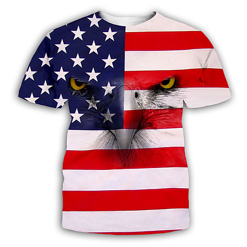 

Men's T shirt 3D Print Graphic Print Short Sleeve Party Tops Exaggerated Black Blue Red