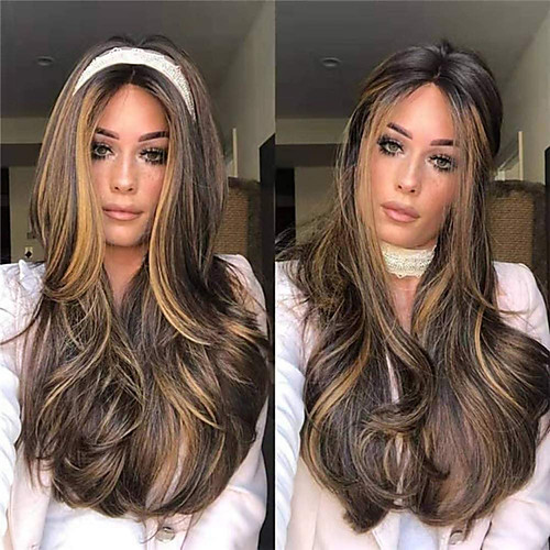 

Synthetic Wig Body Wave Middle Part Wig Long Very Long Light golden Synthetic Hair 65 inch Women's Party Highlighted / Balayage Hair Middle Part Blonde Brown