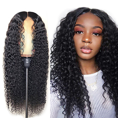 

Synthetic Wig Afro Curly Middle Part Wig Long Very Long Black Synthetic Hair 65 inch Women's Party Middle Part Fluffy Black