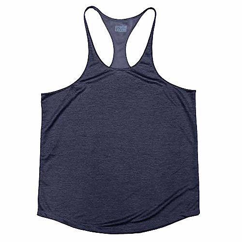 

men's bodybuilding stringer tank tops y-back gym fitness t-shirts (navy blue,2xl)