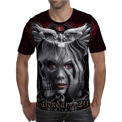 

Men's T shirt 3D Print Graphic Portrait Plus Size Print Short Sleeve Daily Tops Elegant Exaggerated Gray