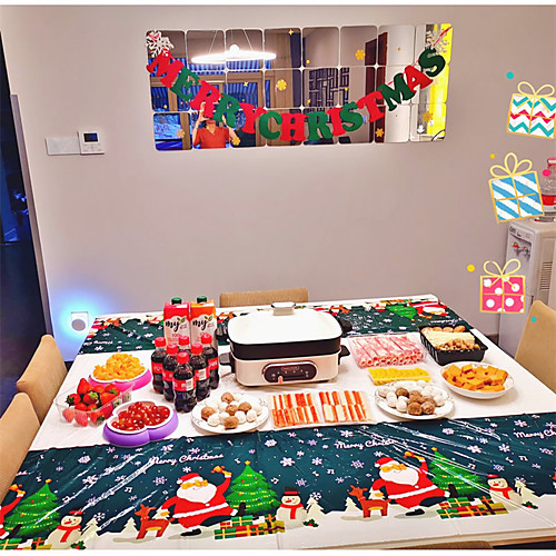

5Pcs Christmas Rectangle Disposable Tablecloth Cartoon Christmas Desktop Decoration Pe Tablecloth