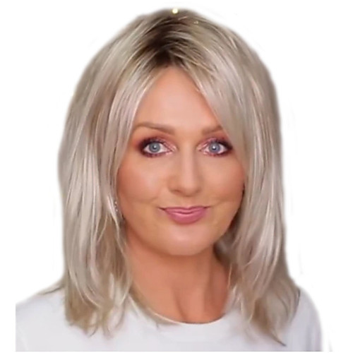 

Synthetic Wig Straight Middle Part Wig Medium Length Blonde Synthetic Hair 14 inch Women's Fashionable Design Cool Middle Part Bob Blonde