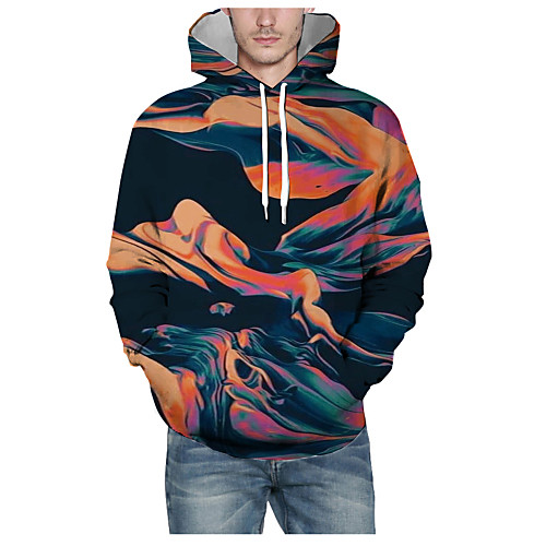 

Men's Daily Pullover Hoodie Sweatshirt 3D Graphic Hooded Basic Hoodies Sweatshirts Long Sleeve Rainbow