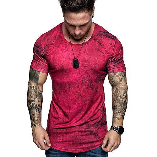 

Men's T shirt Graphic Short Sleeve Daily Tops Cotton Casual Sapphire Red Blue
