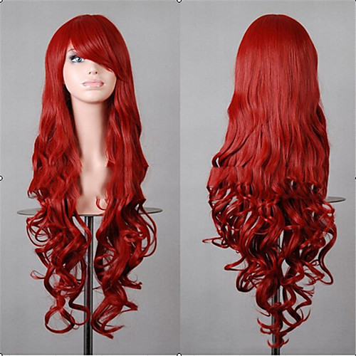

Synthetic Wig Body Wave Asymmetrical Wig Very Long Brown Blonde Pink Blue White Synthetic Hair 32 inch Women's Fashionable Design Cosplay Party Pink Purple