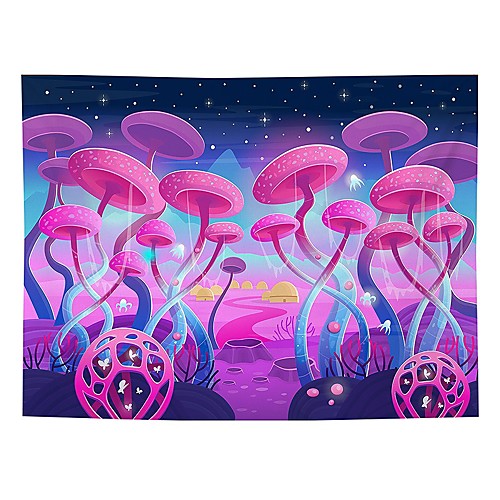 

Wall Tapestry Art Decor Blanket Curtain Picnic Tablecloth Hanging Home Bedroom Living Room Dorm Decoration Polyester Pink Mushroom Beauty Views