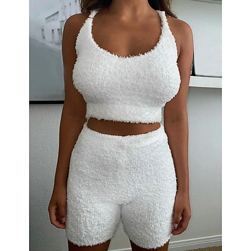 

Women's Basic Solid Colored Two Piece Set Tracksuit Set Pant Tops
