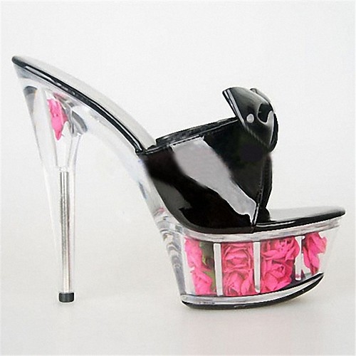 

Women's Sandals Stiletto Heel Peep Toe Casual Daily PU Bowknot Solid Colored White Black Red