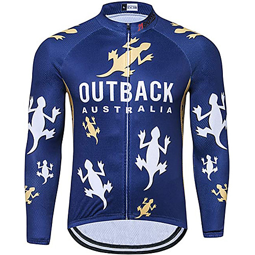 

21Grams Men's Long Sleeve Cycling Jacket Dark Blue Animal Bike Jersey Top Mountain Bike MTB Road Bike Cycling UV Resistant Breathable Quick Dry Sports Clothing Apparel / Stretchy