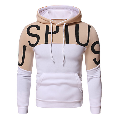 

Men's Pullover Hoodie Sweatshirt Color Block Hooded non-printing Basic Hoodies Sweatshirts Long Sleeve White Black