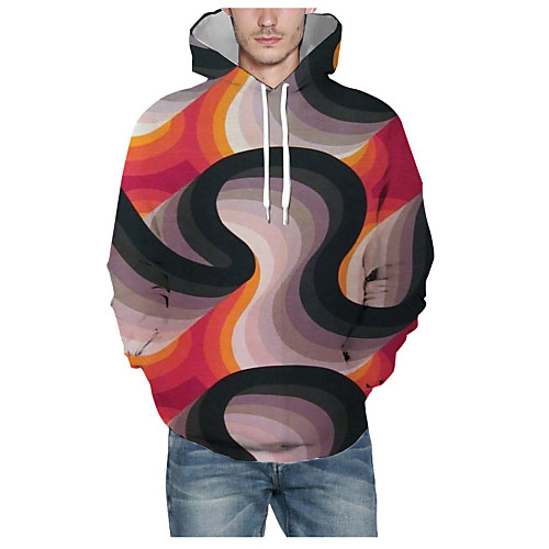 

Men's Daily Pullover Hoodie Sweatshirt Print 3D Graphic Hooded Basic Hoodies Sweatshirts Long Sleeve Black
