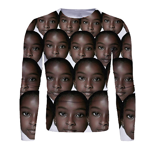 

Men's T shirt 3D Print Graphic Long Sleeve Daily Tops Basic Brown