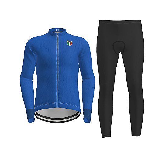 

21Grams Men's Long Sleeve Cycling Jersey with Tights Winter Black Blue Solid Color Bike Moisture Wicking Quick Dry Breathable Sports Solid Color Mountain Bike MTB Road Bike Cycling Clothing Apparel