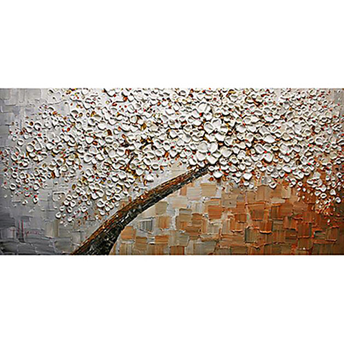 

Oil Painting Hand Painted Horizontal Panoramic Floral / Botanical Modern Rolled Canvas (No Frame)